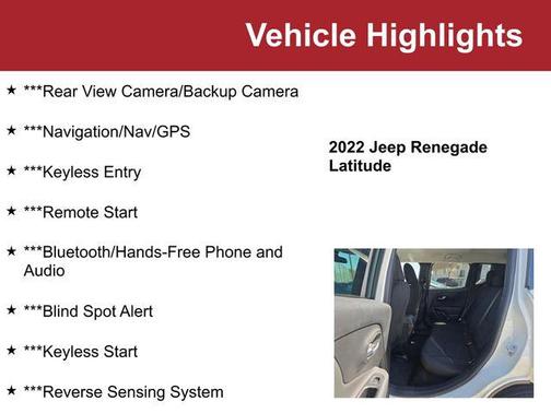 Alpine White Clearcoat 2022 Jeep Renegade Latitude