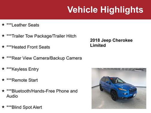 Hydro Blue Pearlcoat 2018 Jeep Cherokee Limited