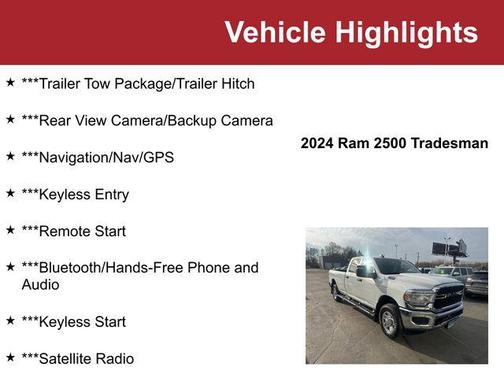 Bright White Clearcoat 2024 RAM 2500 Tradesman Crew Cab 4x4 8' Box