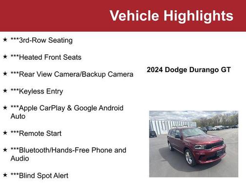 Octane Red Pearlcoat 2024 Dodge Durango GT AWD