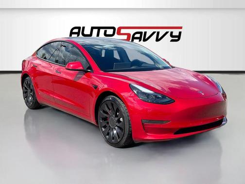 Red Metallic 2022 Tesla Model 3 Performance