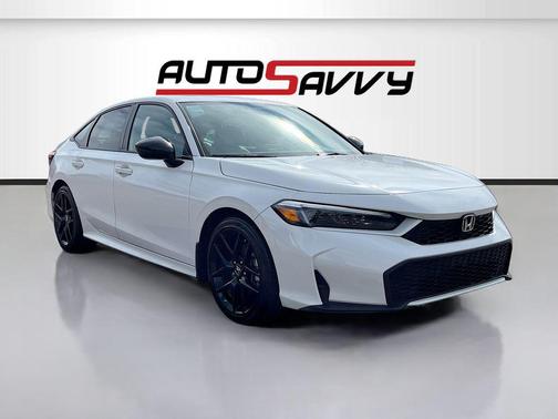 Platinum White Pearl 2025 Honda Civic Hybrid Sport