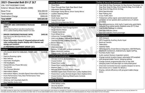 Mosaic Black Metallic 2021 Chevrolet Bolt EV FWD LT