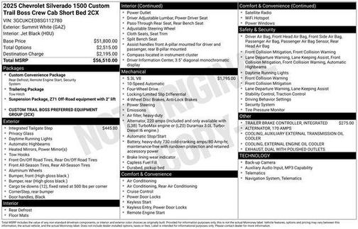 2025 Chevrolet Silverado 1500 Custom Trail Boss