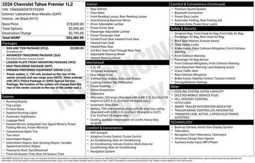 2026 Chevrolet Tahoe Premier