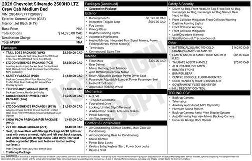 Summit White 2026 Chevrolet Silverado 2500 LTZ