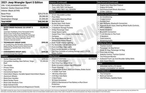 2021 Jeep Wrangler Sport S