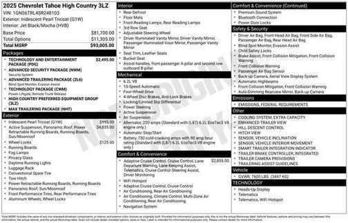 2025 Chevrolet Tahoe 4WD High Country