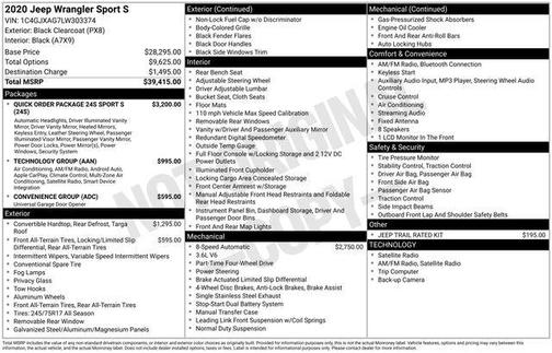 2020 Jeep Wrangler Sport S