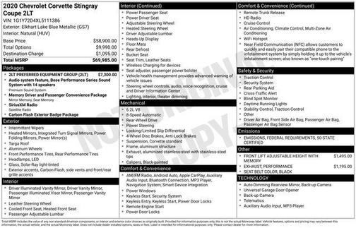 2020 Chevrolet Corvette Stingray w/2LT
