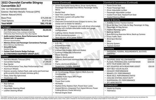 2022 Chevrolet Corvette Stingray w/2LT