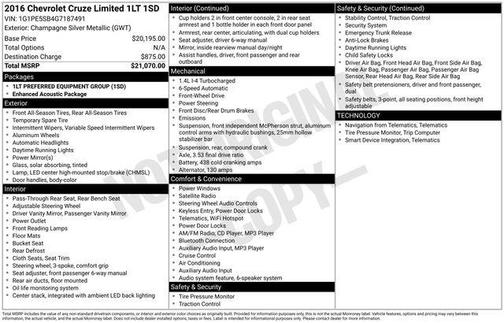 2016 Chevrolet Cruze Limited 1LT