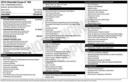 2016 Chevrolet Cruze LT Auto