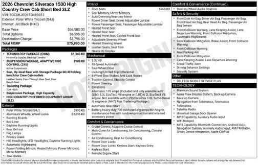 Polar White Tricoat 2026 Chevrolet Silverado 1500 High Country