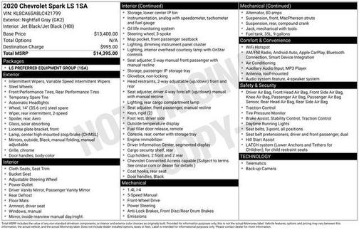 Nightfall Gray Metallic 2020 Chevrolet Spark LS