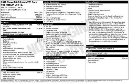 2018 Chevrolet Colorado Z71