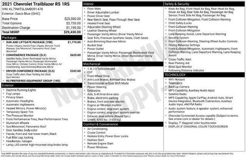 Oasis Blue 2021 Chevrolet Trailblazer RS