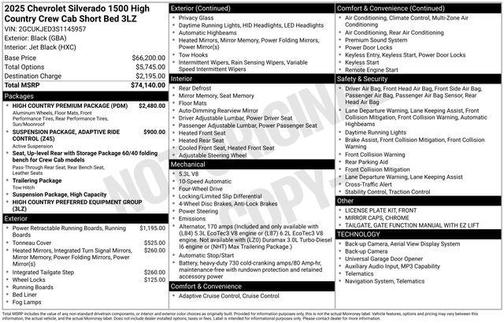 Black 2025 Chevrolet Silverado 1500 High Country
