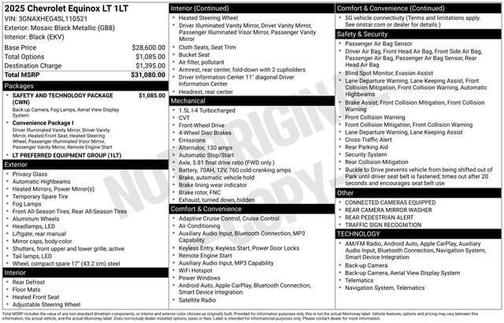 Mosaic Black Metallic 2025 Chevrolet Equinox 1LT