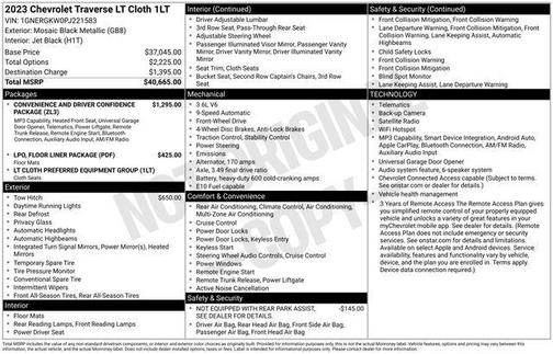 Mosaic Black Metallic 2023 Chevrolet Traverse LT Cloth