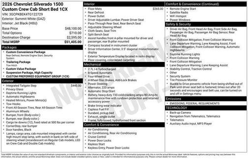 2026 Chevrolet Silverado 1500 Custom