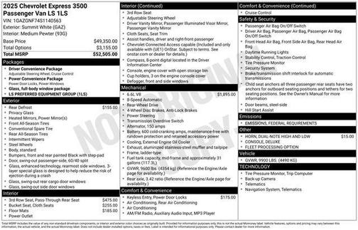 2025 Chevrolet Express 3500 RWD 3500 Extended Wheelbase LS