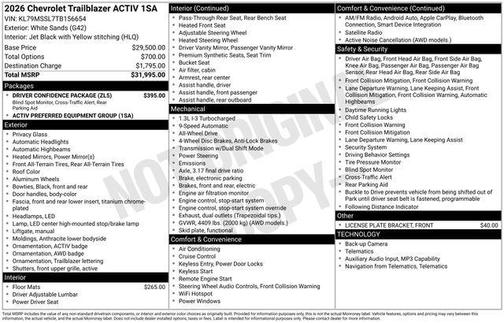 White Sands 2026 Chevrolet Trailblazer ACTIV