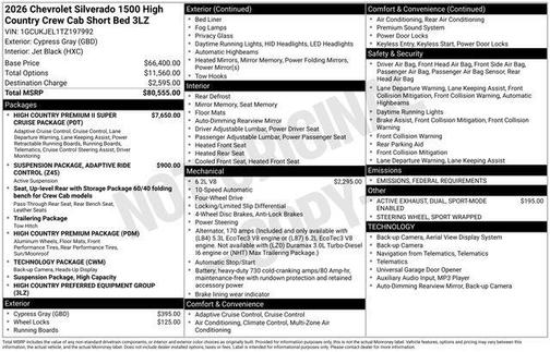 2026 Chevrolet Silverado 1500 High Country