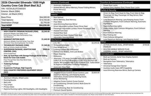 Black 2026 Chevrolet Silverado 1500 High Country
