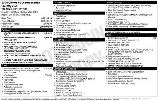 2026 Chevrolet Suburban High Country, 4WD
