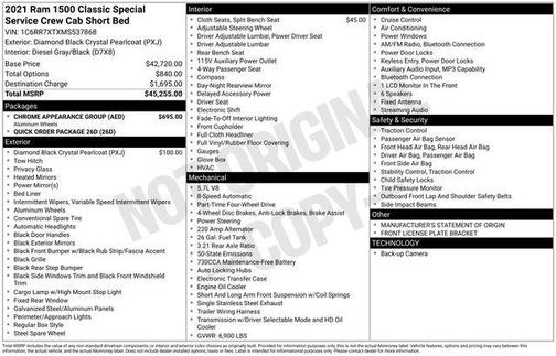 Diamond Black Crystal Pearlcoat 2021 RAM 1500 Classic SSV Crew Cab 4x4 5'7' Box