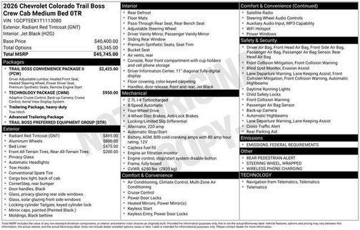 2026 Chevrolet Colorado Trail Boss