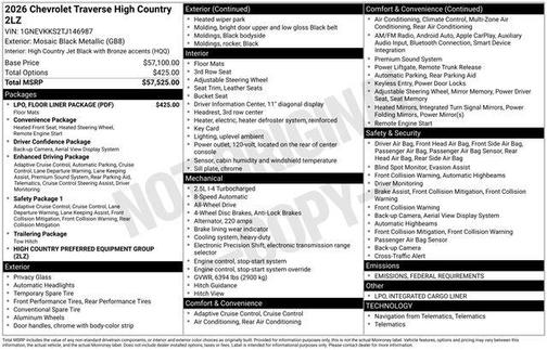 2026 Chevrolet Traverse High Country