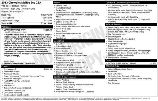 2013 Chevrolet Malibu Eco Premium Audio