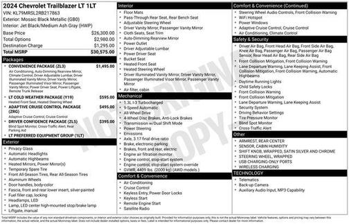 Mosaic Black Metallic 2024 Chevrolet Trailblazer LT