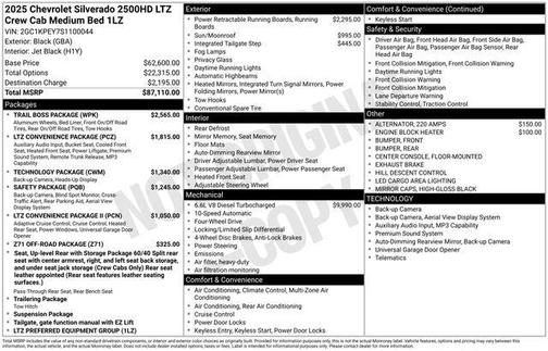 Black 2025 Chevrolet Silverado 2500 LTZ