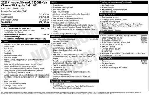 Summit White 2020 Chevrolet Silverado 3500 WT