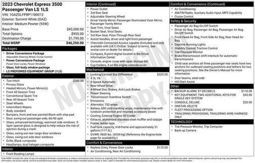 Summit White 2023 Chevrolet Express 3500 RWD 3500 Regular Wheelbase LS