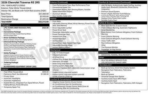 2026 Chevrolet Traverse RS