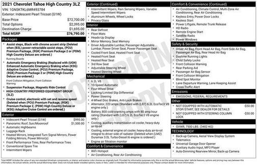 2021 Chevrolet Tahoe 4WD High Country