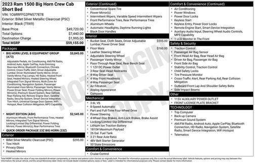 Billet Silver Metallic Clearcoat 2023 RAM 1500 Big Horn