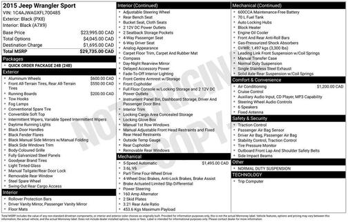 2015 Jeep Wrangler Sport