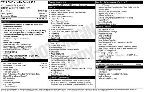 Quicksilver Metallic 2017 GMC Acadia Denali
