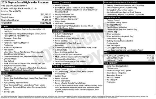 Midnight Black Metallic 2024 Toyota Grand Highlander