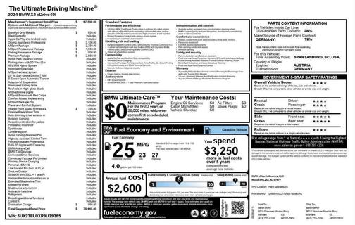 Gray Metallic 2024 BMW X5 xDrive40i