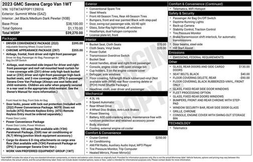 2023 GMC Savana 2500 Work Van