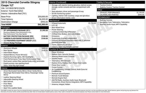 2015 Chevrolet Corvette Stingray