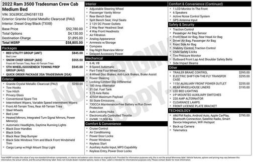 Gray 2022 RAM 3500 Tradesman Crew Cab 4x4 6'4' Box