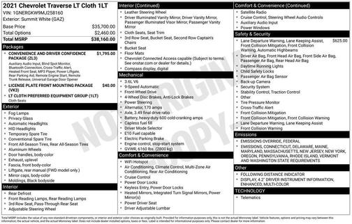 2021 Chevrolet Traverse LT Cloth