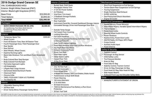 2016 Dodge Grand Caravan AVP/SE